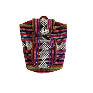 New Handmade Woven Colorful Oaxaca Mexico mini backpack Boho Hippie Style W/flap